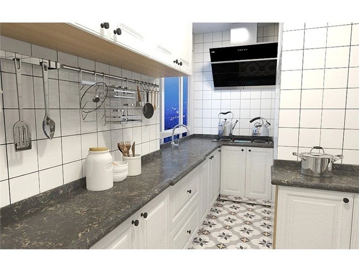 Deep Gray Marble Look Quartz Stone With Gold Veining (2)